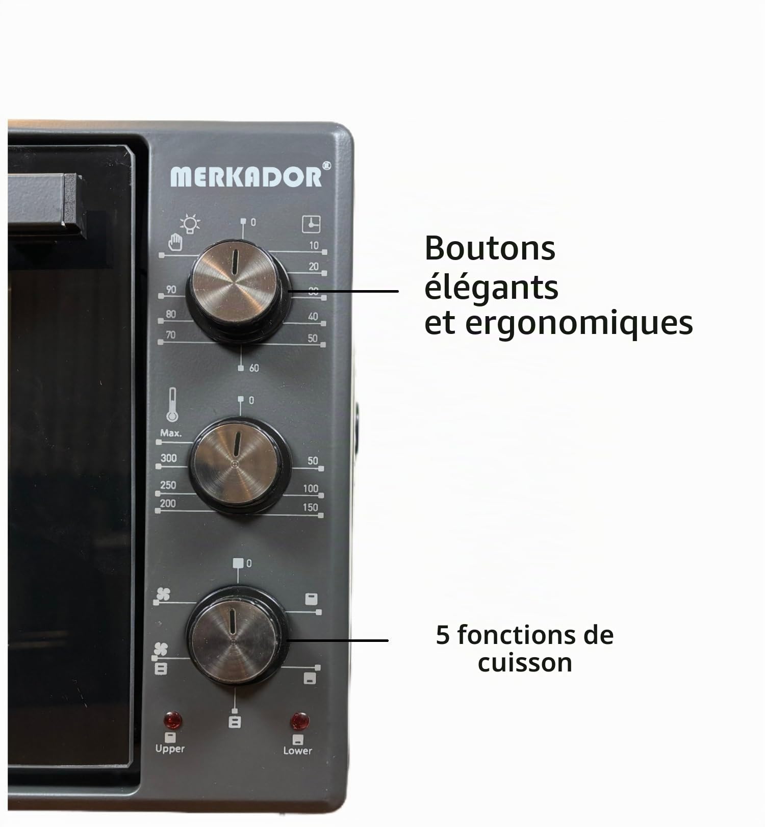 Four Autonome - 40 Litres - 1300 Watt - Air Chaud - Intérieur Émaillé Facile à Nettoyer - Mini Four (Anthracite)