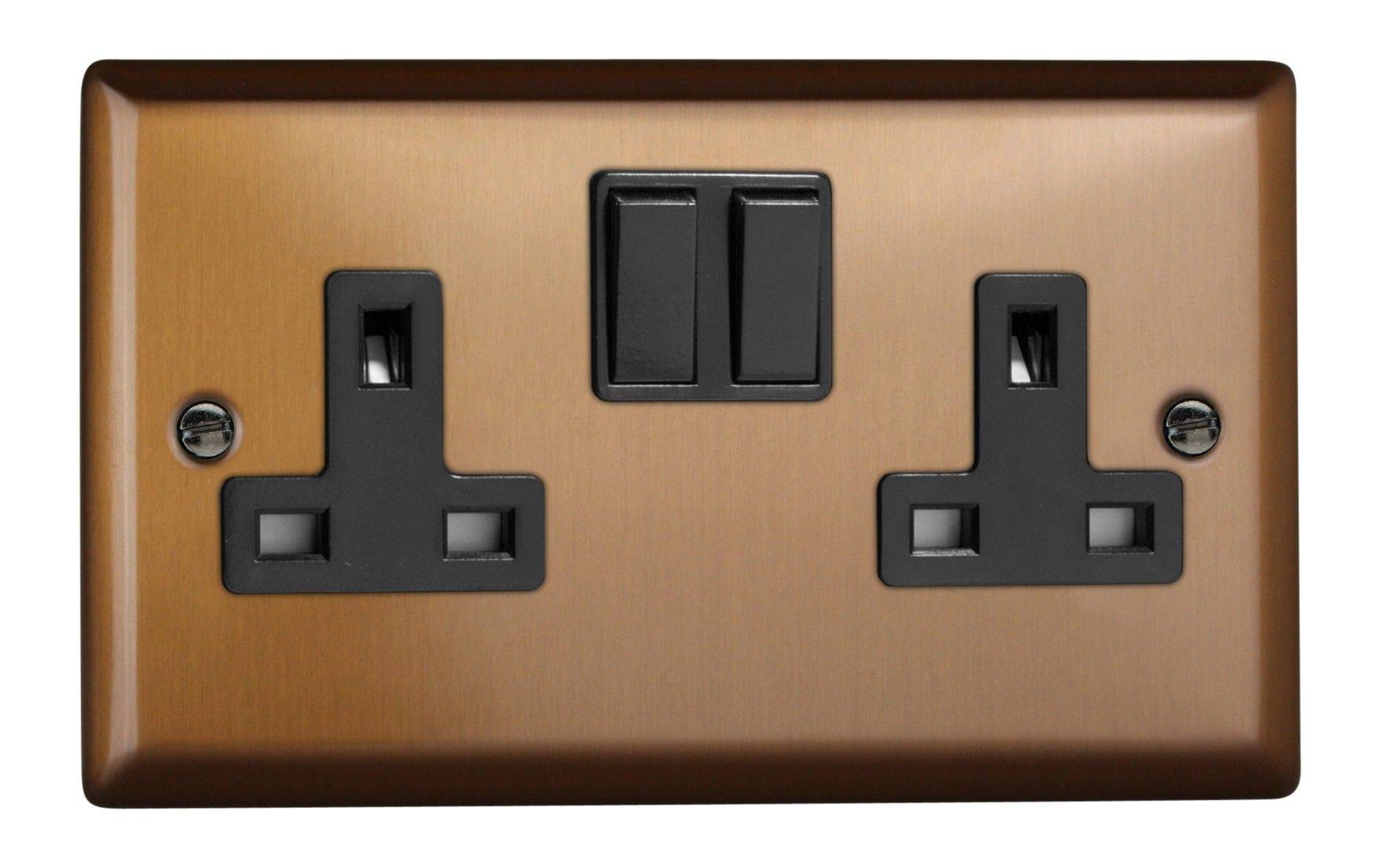 Varilight 2-Gang 13A Double Pole Switched Socket Brushed Bronze