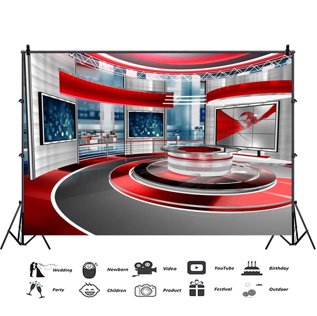 Modern TV Station Program Record Studio Backdrop - Photography Background