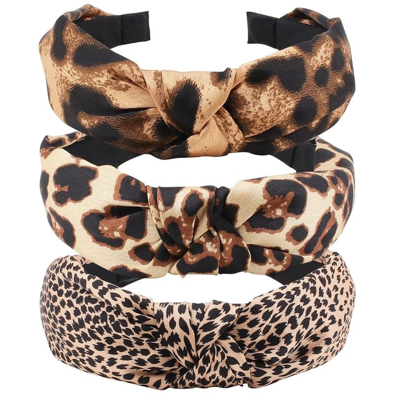 3 PCS Leopard Headband, Leopard Print Headbands for Women, Top Knot Headband for Women, Cheetah Print Headband Womens Knotted Headbands, Fashion Cute Headband Hair Accessories for Women Girls-image-46