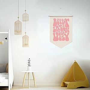 Better Late Than Ugly, Funny Vintage Hanging Banner Wall Art, Girls Room Wall Decor, Funny Retro Wall Hanging, Funny Bathroom Wall Banner, Vintage Wall Decor, Girl's Room Decor, Gift for Her