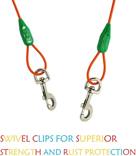 Miniatura 4 de Petest Cable de amarre de 15 pies con cubierta de crimpado para perros medianos de hasta 60 libras