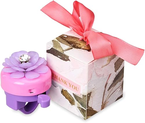 Miniatura 2 de MINI-FACTORY Timbre de bicicleta para niñas, manillar de bicicleta, bonito patrón de flores de cristal 3D, anillo de ciclismo seguro (morado)