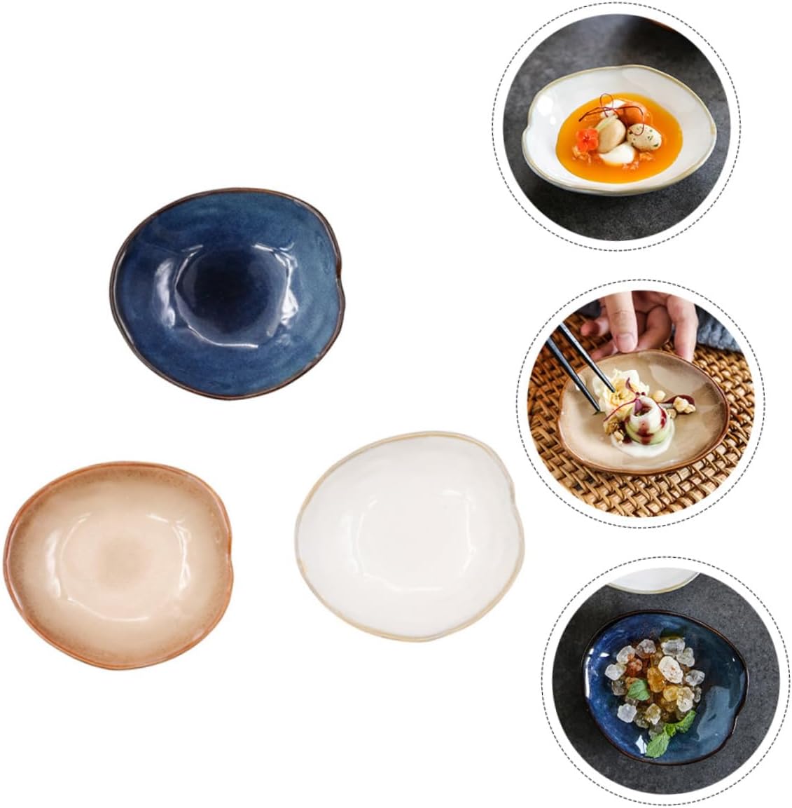Alipis 3pcs Ceramic Sauce Plates Japanese Sushi Soy Sauce Dishes for Snack Seasoning