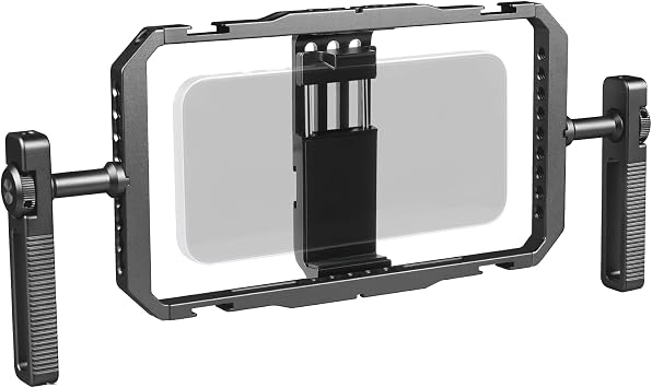 Universal Phone Cage Handheld Stabilizer Kit for Vlogging & Filmmaking, Smartphone Cage Video Rig with 360 Rotation Handles Compatible with iPhone 17/16/15/14/13 Series and Android Phones