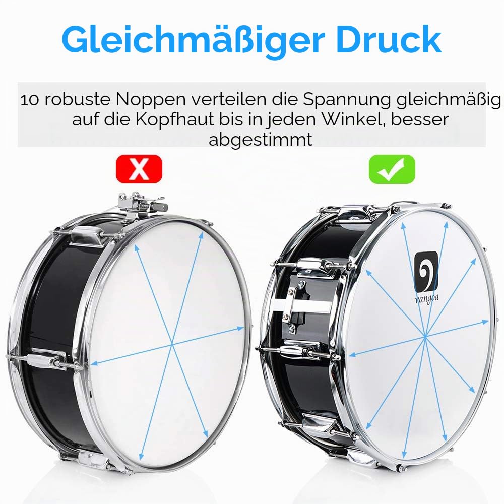 Vangoa Snare Drum 14 Zoll Ahornholz Cavity Kleine Trommel Akustik Schlagzeug Snaredrums mit Snare Drähten, Geeignet für Profis, Studenten und Anfänger