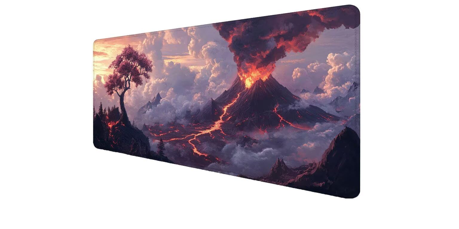 Mouse pad grande gaming de diseño volcán y árbol para transformar tu set up de PC 8