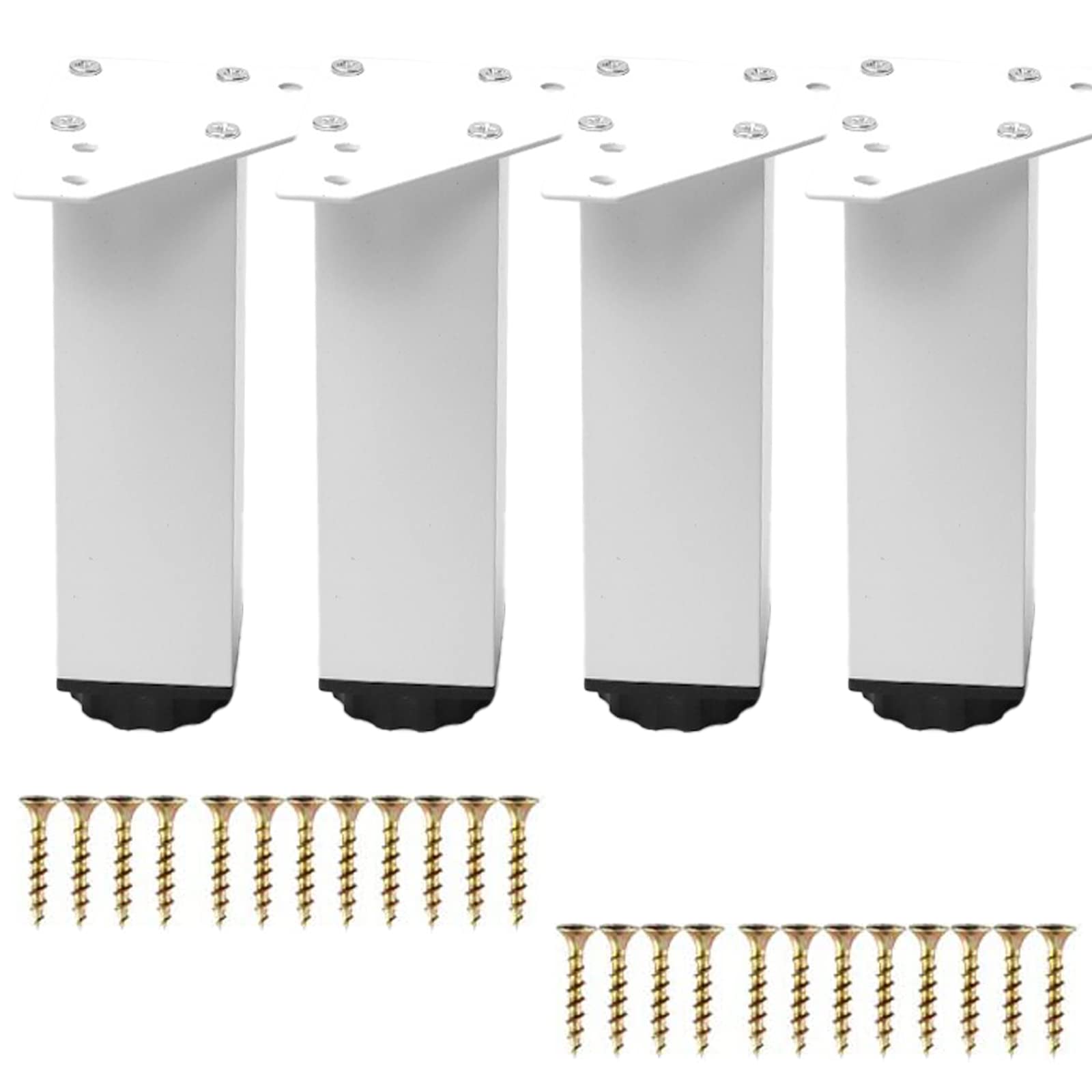 Patas para muebles de acero de alta resistencia y acabado blanco regulable de 20cm