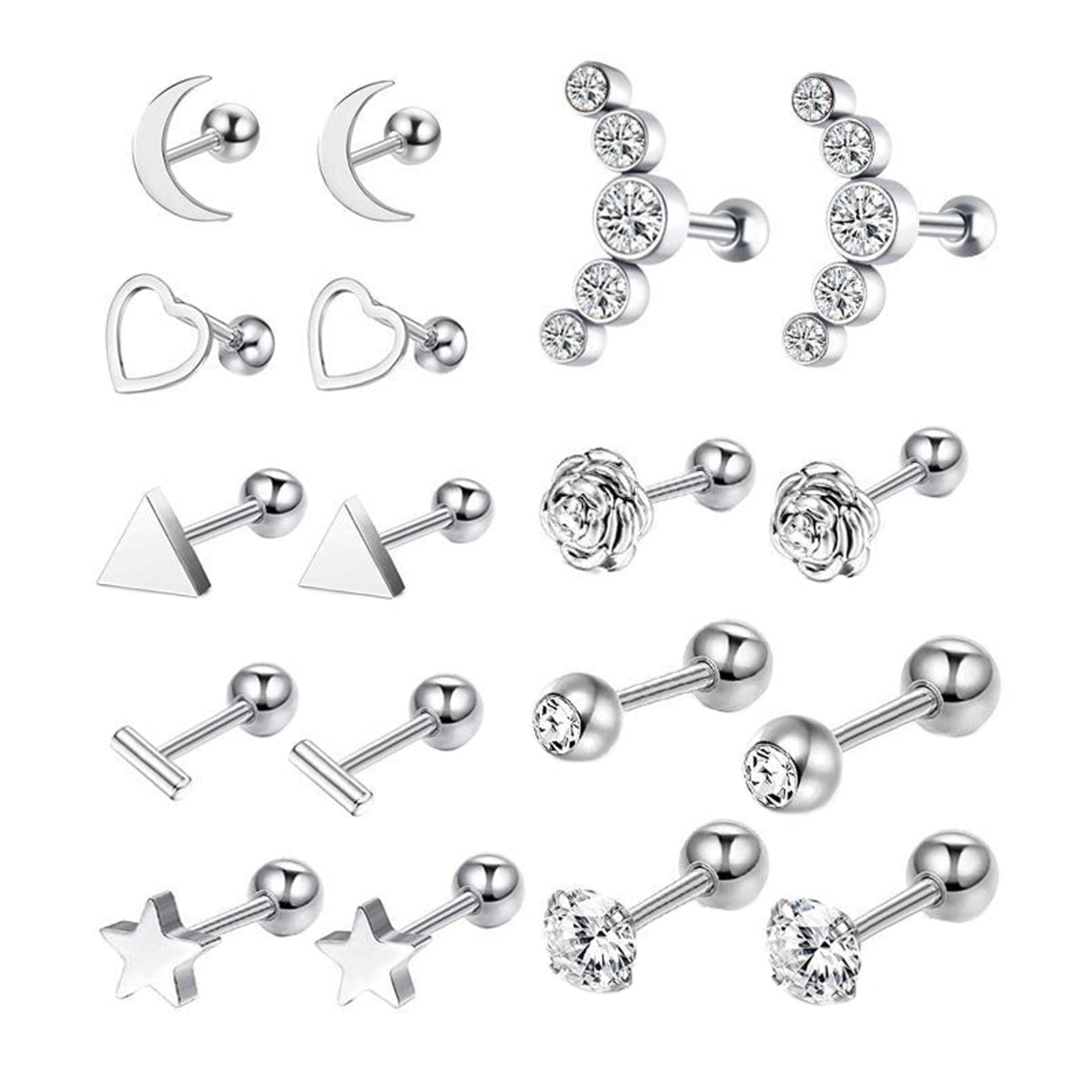 MYADDICTION 18x Tragus Earrings Set HELIX Barbell Star for Girls Men Women Jewelry & Watches | Fashion Jewelry | Earrings (B0CGVF2MG5) Amazon Price History, Amazon Price Tracker