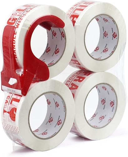 Miniatura 8 de BOMEI PACK Cinta de embalaje frágil con cinta de mudanza, cinta de envío frágil, 2 pulgadas x 330 pies (110 yardas), cinta frágil resistente para