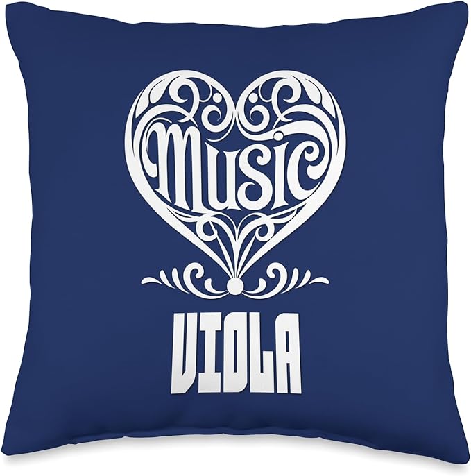 Music Lover Elegant Scrolled Heart for Viola Fans Denim Color Throw Pillow