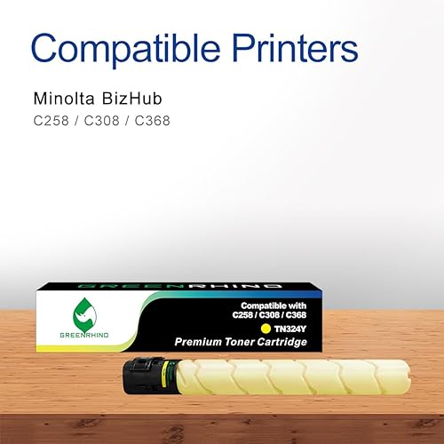 Miniatura 2 de GREENRHINO Cartucho de tóner compatible de repuesto para Konica TN324 TN324Y (A8DA230) para usar para Minolta BizHub C258 C308 C368 (amarillo,
