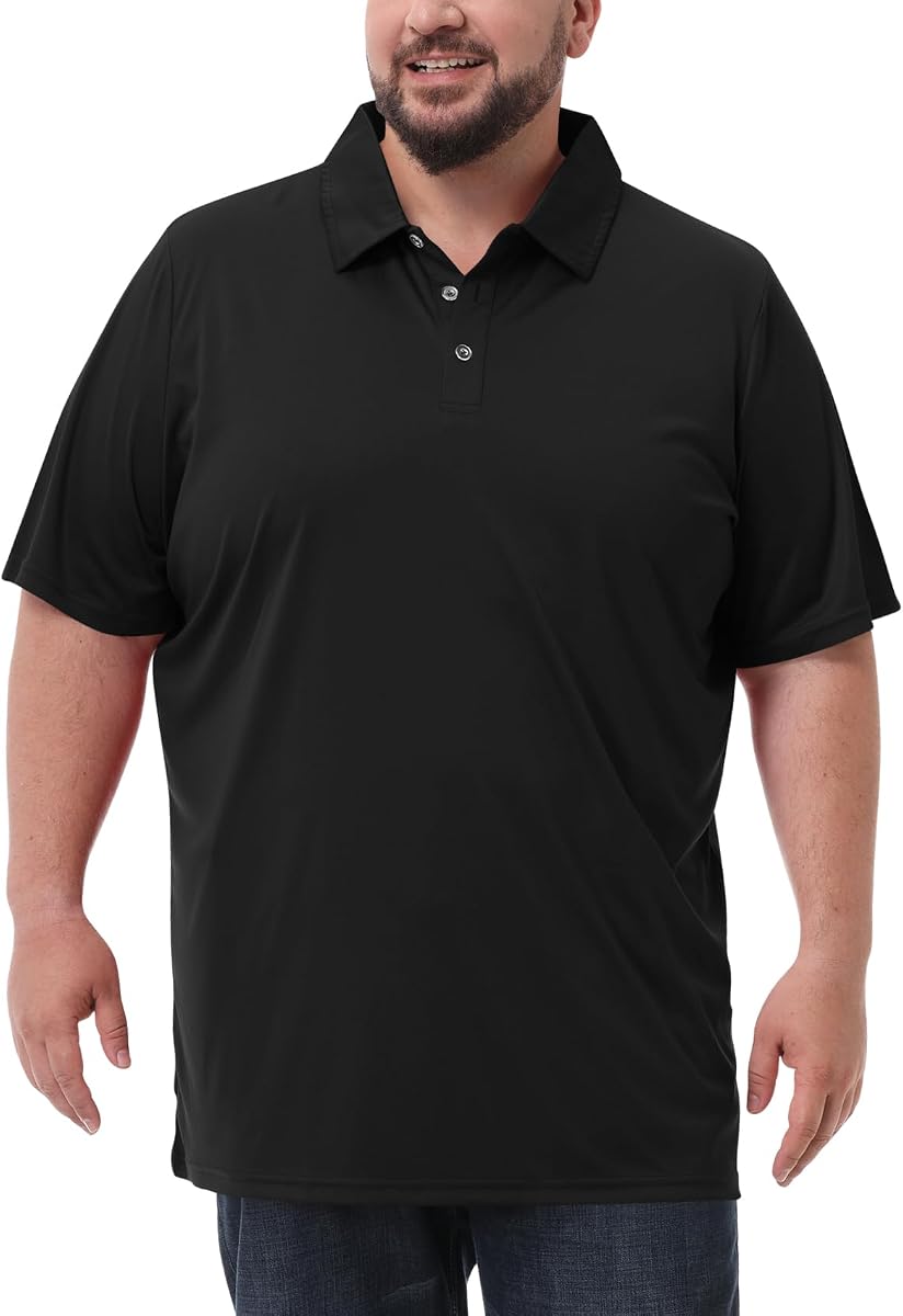 Polo grande y alto para hombre UPF 50+ Camisa de golf de secado rápido para trabajo informal