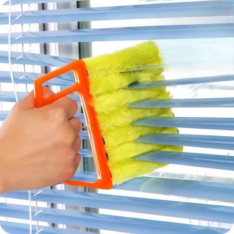 Blind Cleaner Brush, Window Blind Duster with Handle, Multi-Layered Dust Removal Tool for Blinds, Air Conditioner Vents, Shades and Window Grooves (Orange)