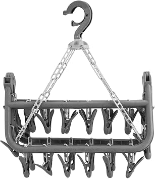 32 Pegs Folding Hanger, Clothes Hanger Upgrade Drying Rack, Clothespin Drip Hanger for Socks, Underwear, Shoe Insoles, Baby Clothes