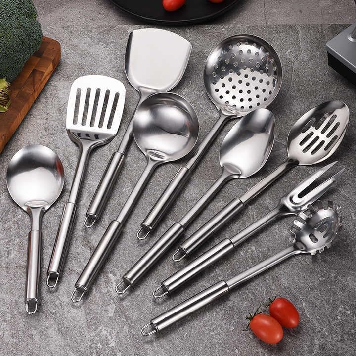Stainless Steel Utensil Set, 9-Piece Kitchen Cooking Utensils with Holder