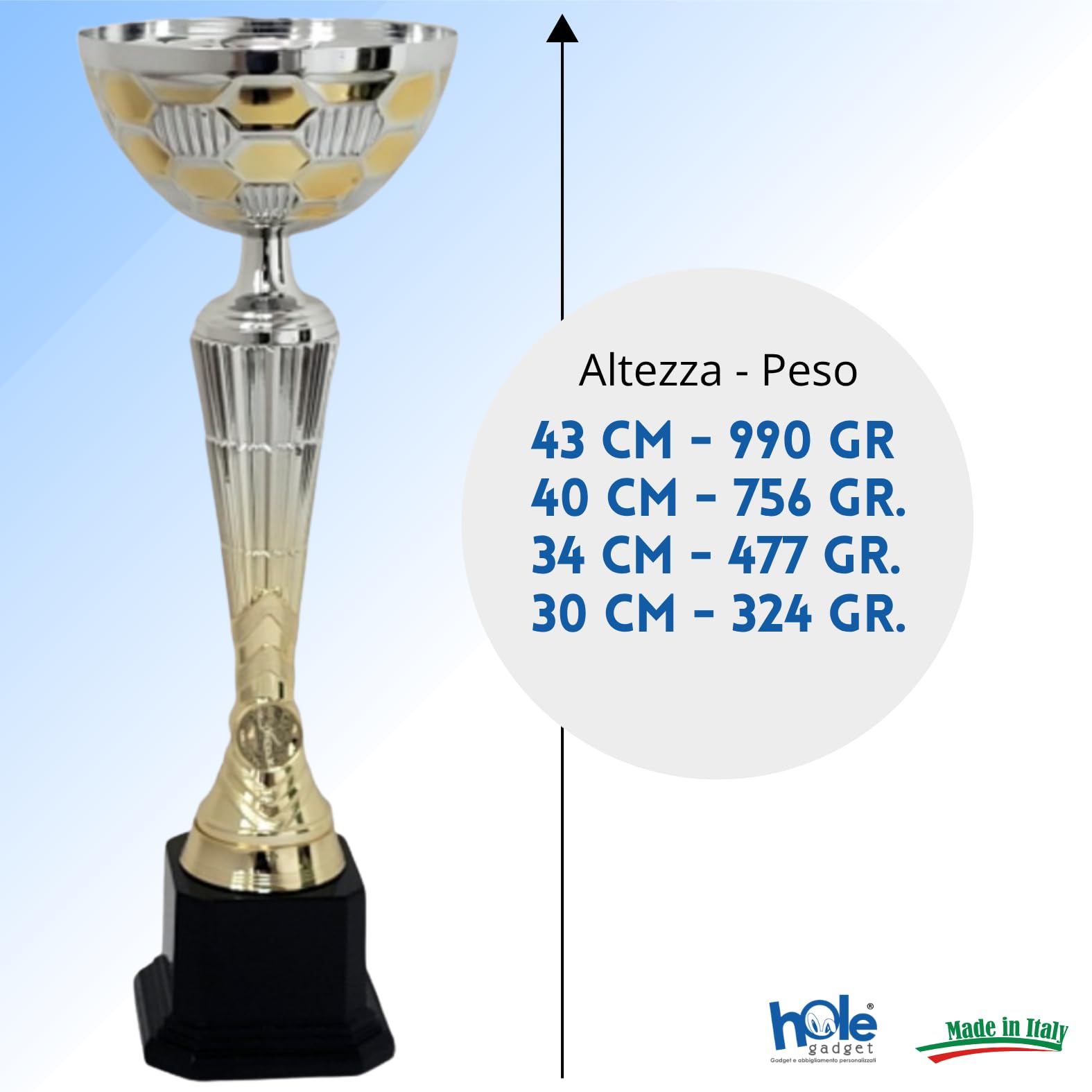 Coppa Trofeo Personalizzati, Premiazioni Singole o in Set Completi, Sportivi per Eventi, Calcio, Fantacalcio, Basket, Padel, Personalizzabile su Targhetta cod. 10.061