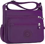WITERY Sac à main en nylon pour femmes - Sac à bandoulière à fermeture éclair étanche
