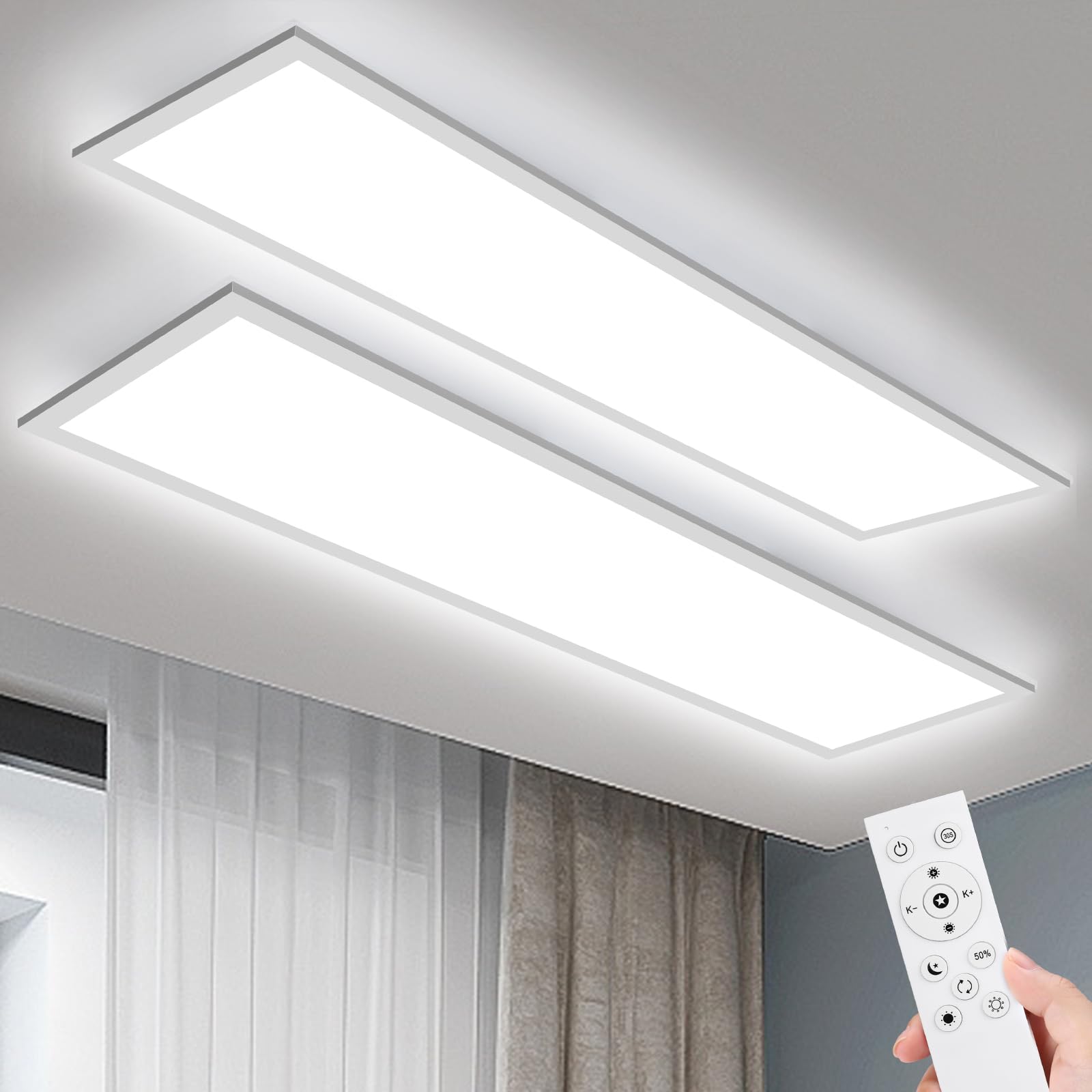 Plafoniera Led Lineare 40W 120cm Collegabile Modulabile Lampada Da Soffitto Bianco Luce Bianca Naturale Calda Per Ufficio Casa - Foto 7