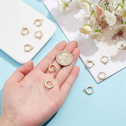 Miniatura 3 de BENECREAT Aretes de aro chapados en oro real de 18 quilates, aretes de aro de corte redondo