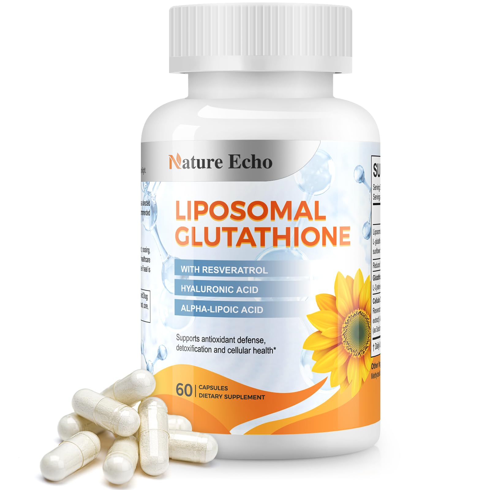 Liposomal Glutathione 1200mg, Ultra High Absorption, Antioxidant Supplement 60 Count (Pack of 1)