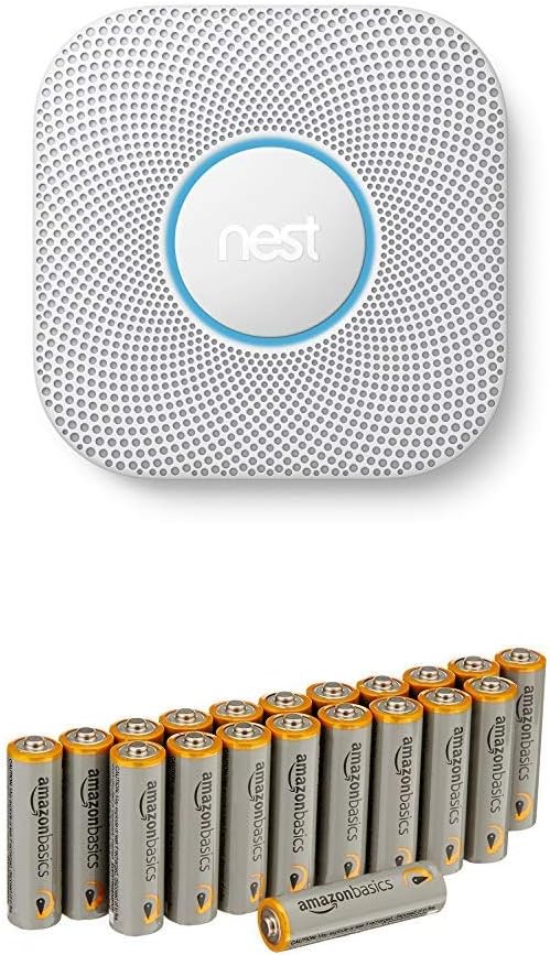 Nest Protect 2nd Generation Smoke + Carbon Monoxide Alarm (Wired) with Amazon Basics Batteries