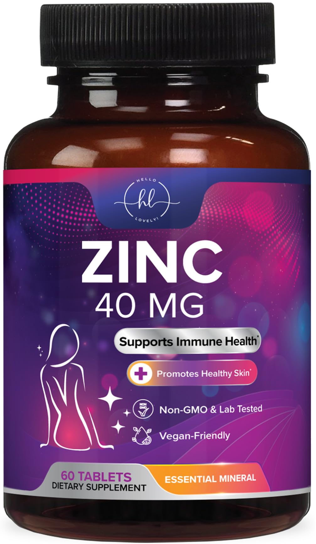 Zinc Supplements 40mg - High Potency Immune Support Antioxidant Supplement - Best Zinc Supplement for Skin Health Immune