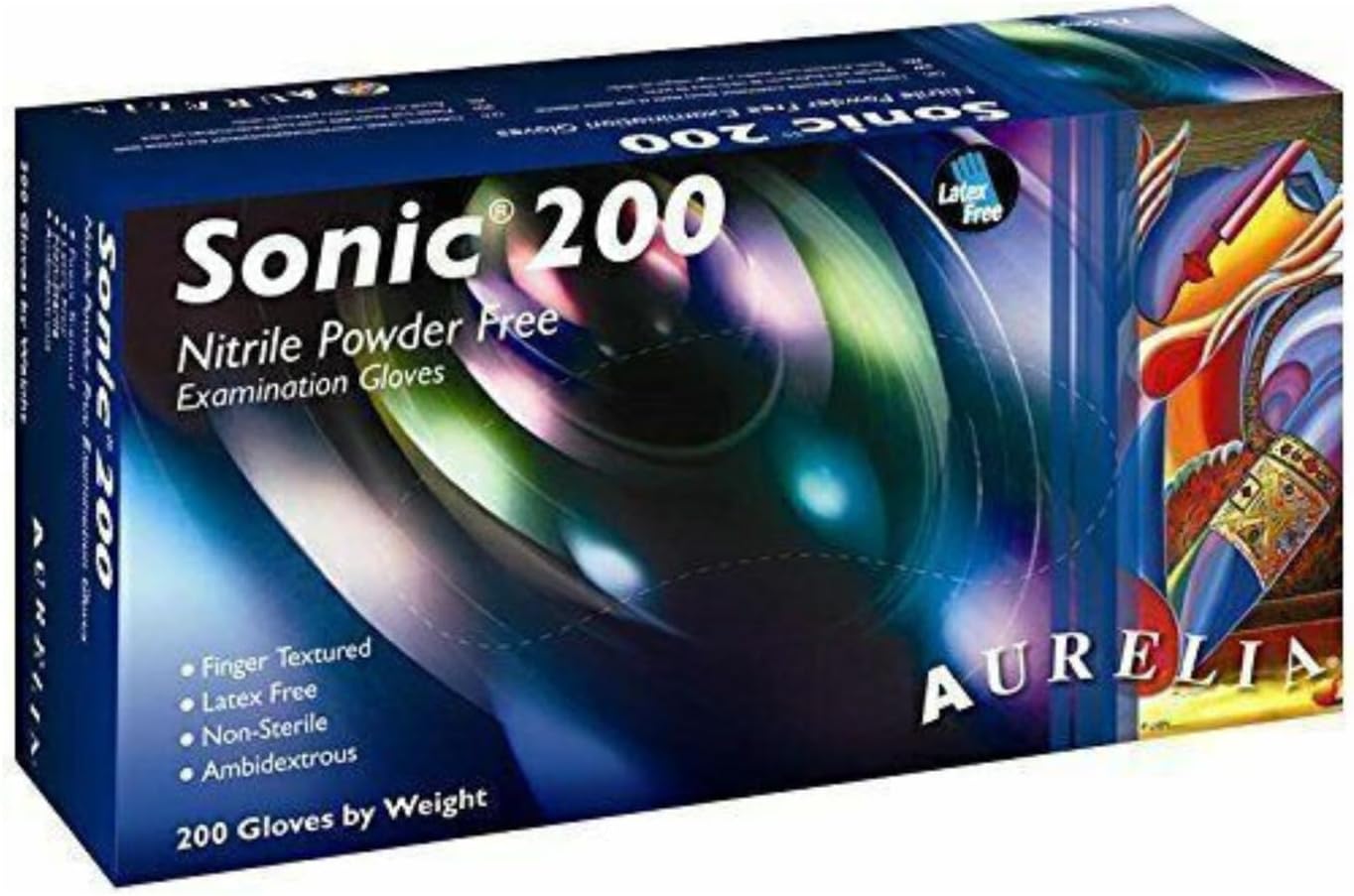 200 Medium Blue Nitrile Disposable Gloves Sonic Nitrile Gloves | Powder Free And Latex Free Multipurpose Disposable Gloves | Food Grade Heavy Duty Box of 200