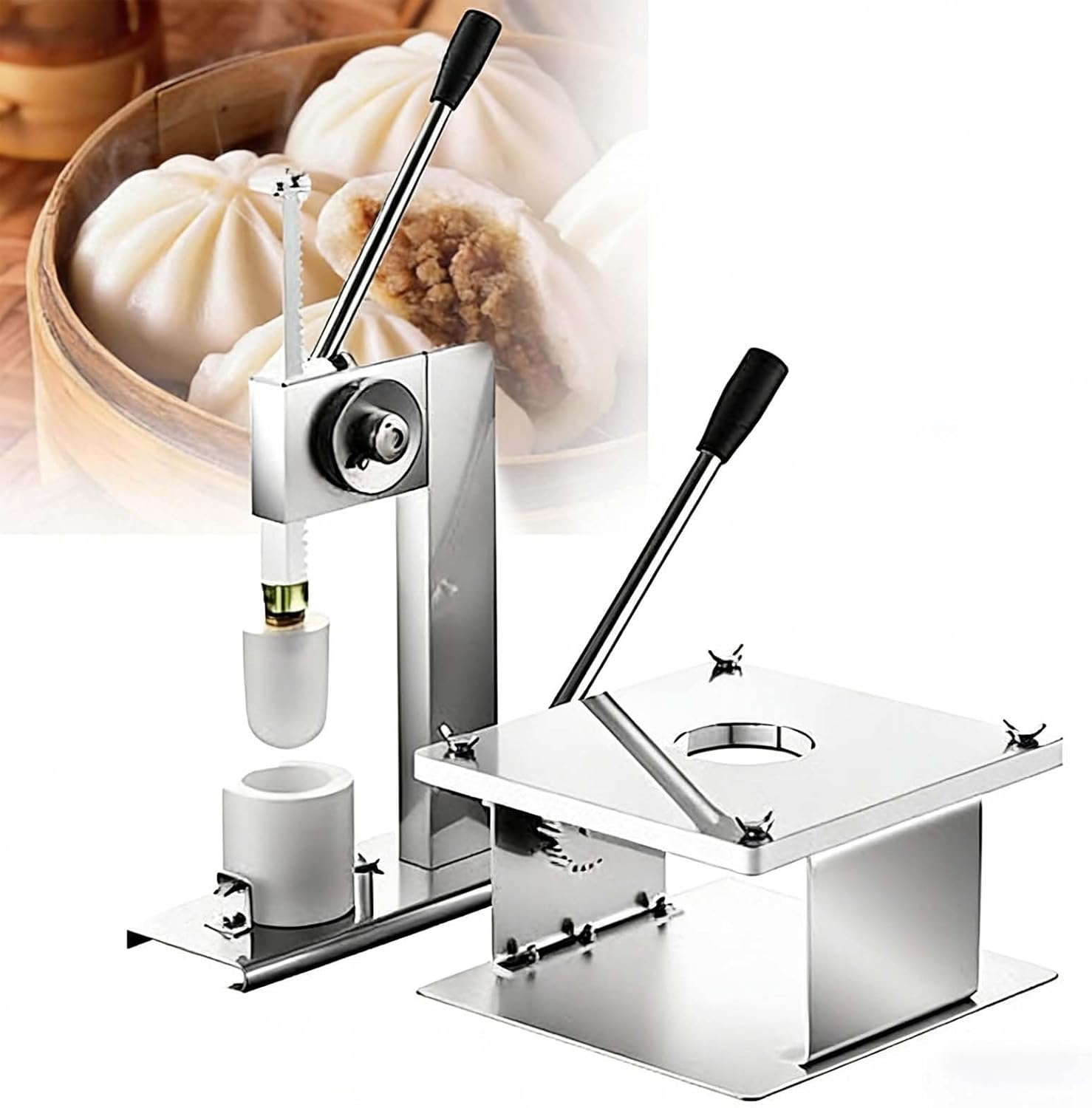 Commercial Bun Making Machine Home Use,Semi-Automatic Baozi Maker,Includes Dough Press And Closing Machine,High Output 500 Buns/Hour,Multifunctional For Restaurants,Cafeterias(A-small)