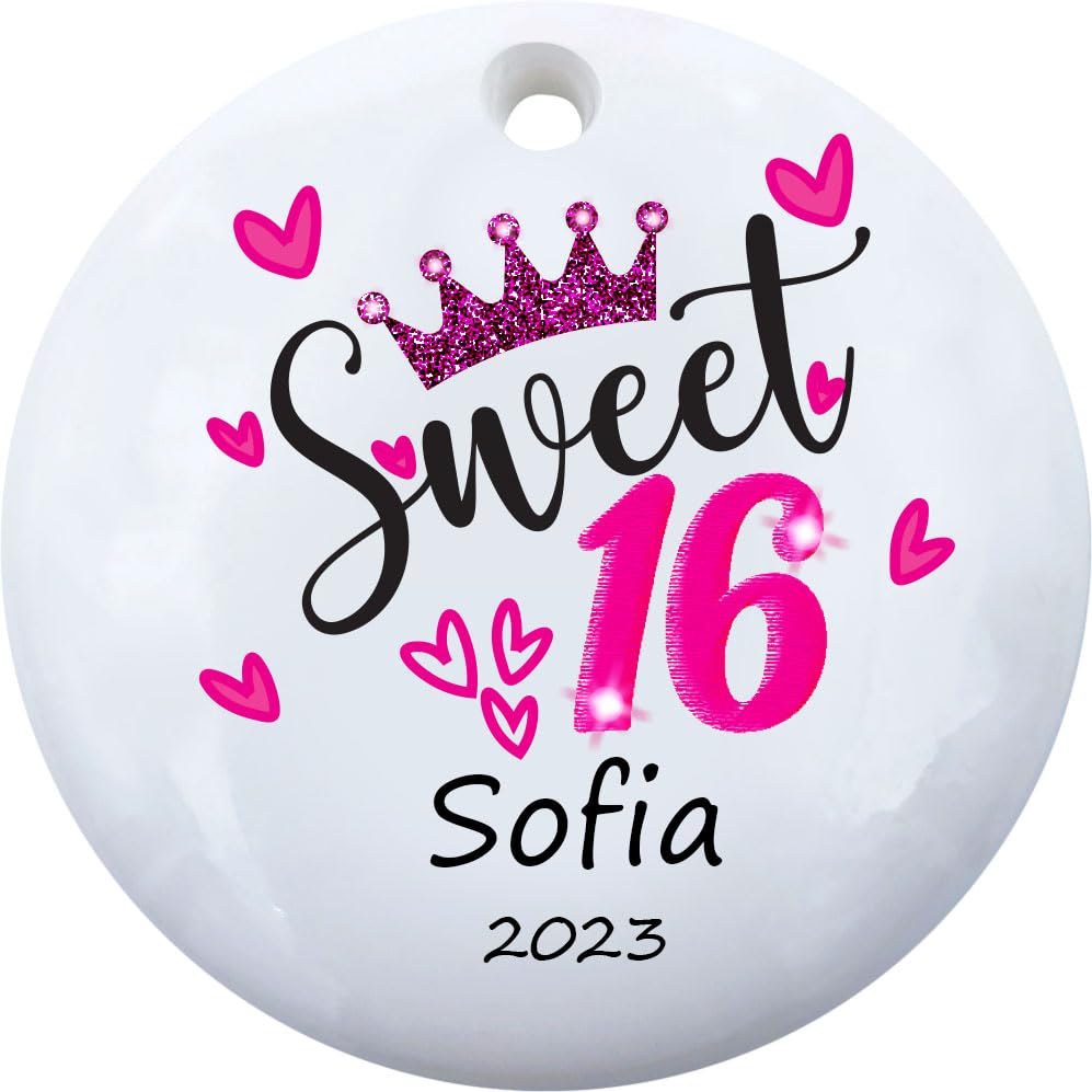 CHEERZEER CUSTOMIZE 16th Birthday Christmas Ornament, Custom Sweet 16 Ornament, 16 and Fabulous Ornament, 16 Years Old Ornament Personalized