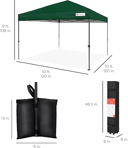 Miniatura 9 de Best Choice Products - Toldo desplegable de 10 x 10 pies, armable por 1 persona refugio portátil instantáneo con 1 botón de empuje, incluye una