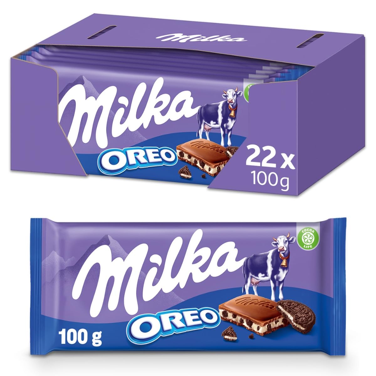 Caja MILKA de Tabletas Oreo de 22 unidades de 100 gramos.