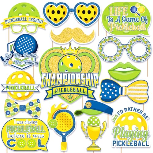 Pickleball Party Decorations Photo Booth Props Sports Party Supplies Pickleball Player Themed Sports Birthday Photo Booth Props Kit for Baby Shower Brithday