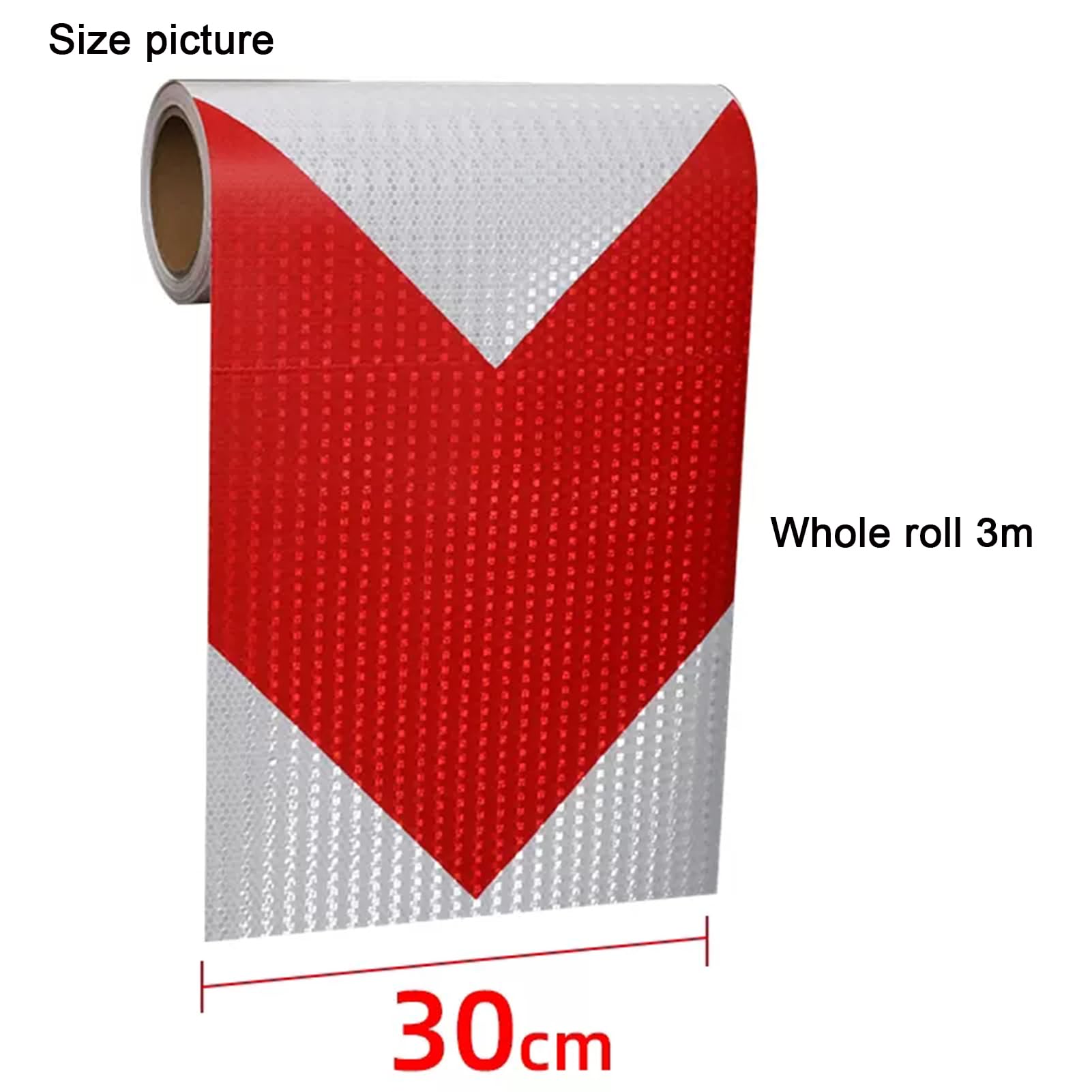 Nastro riflettente in PVC, autoadesivo, 1 rotolo, 30 cm x 3 m, multicolore (rosso bianco)