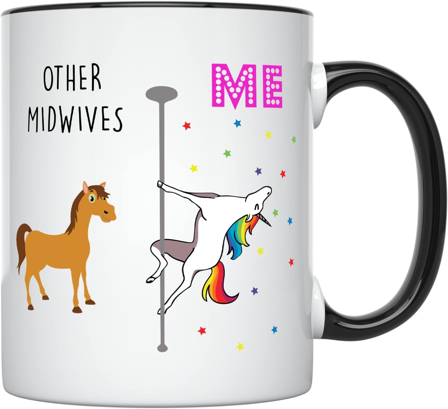 YouNique Designs Midwife Cup, 11 Oz, Midwife Coffee Mug, Midwife Stuff, Midwife Mug, Midwife Supplies, Unicorn Mug, Midwife Gifts Ideas (Black Handle)