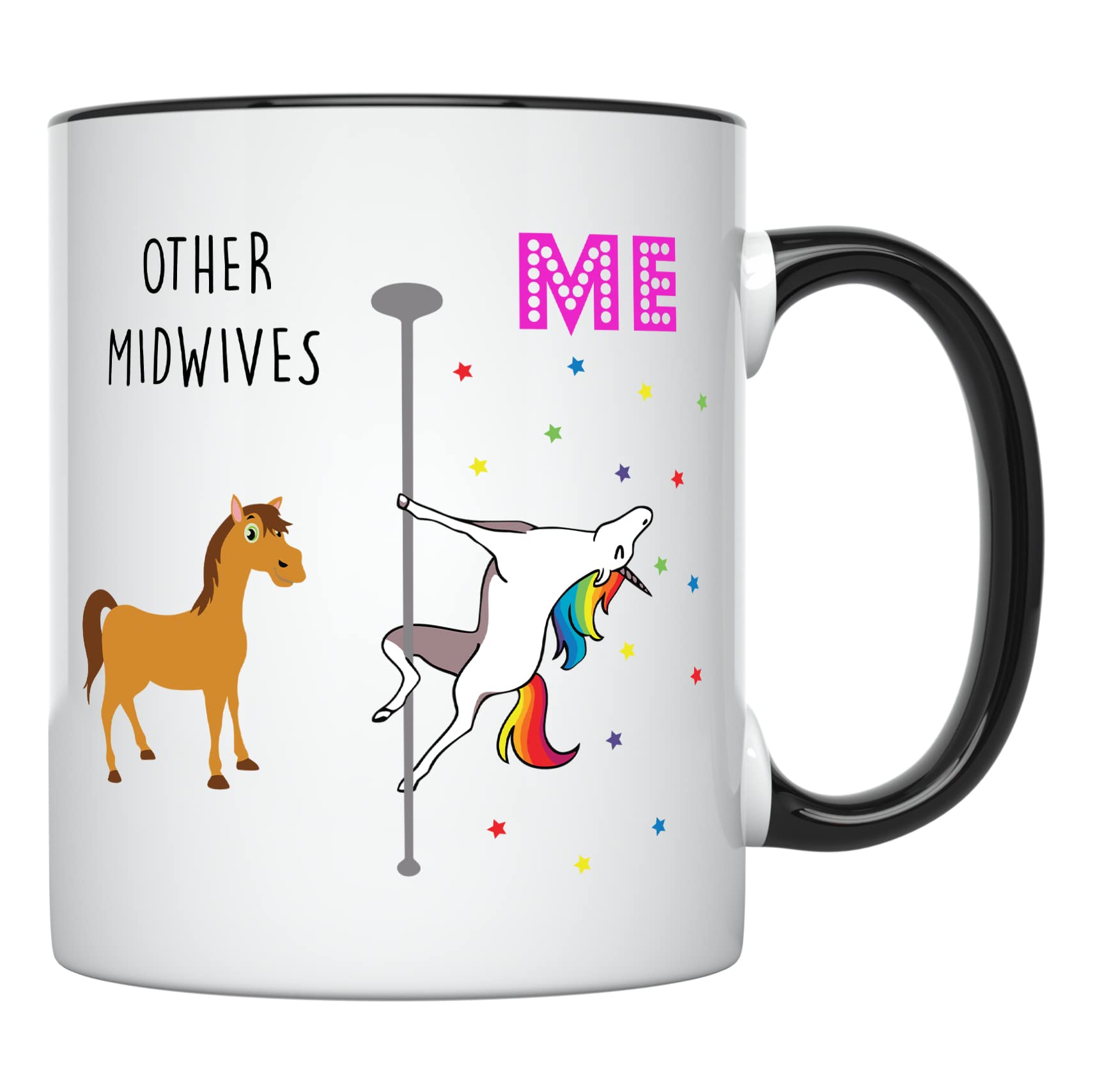 YouNique Designs Midwife Cup, 11 Oz, Midwife Coffee Mug, Midwife Stuff, Midwife Mug, Midwife Supplies, Unicorn Mug, Midwife Gifts Ideas (Black Handle)