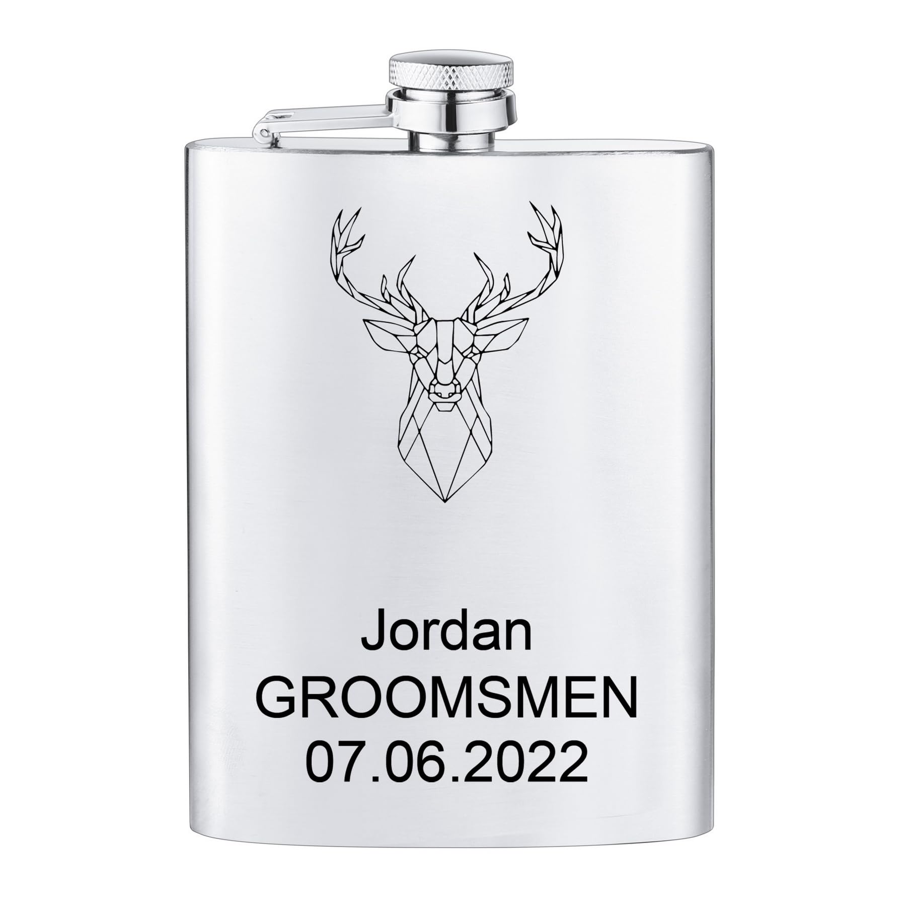 MeMeDIY Customized Hip Flask Groomsmen Gifts for Wedding Engraved Name Text Optional Gift Box 6 to 8 OZ Stainless Steel Personalized Hip Flask for Best Man Groom Father Silver - B-1 Set