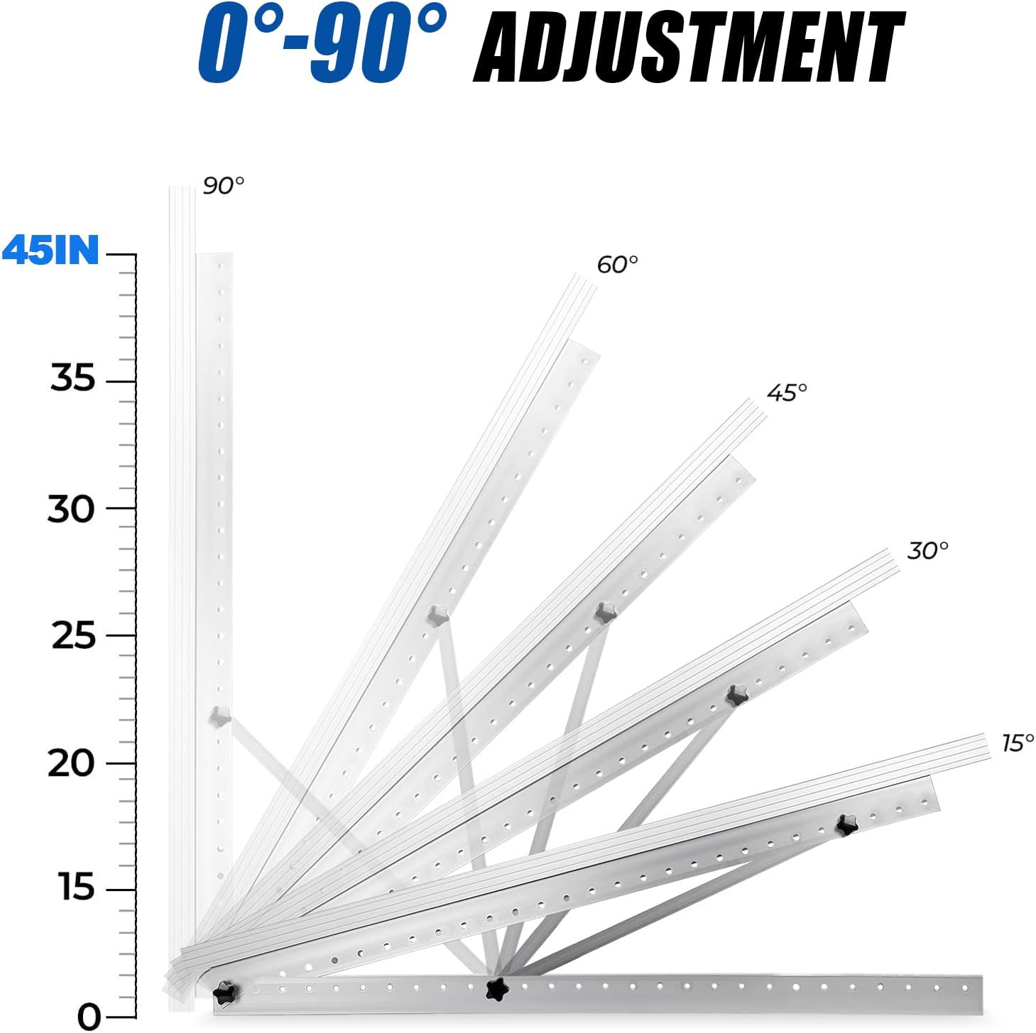 Solar Panel Mount Brackets, 2 Sets 45 inch with Foldable Tilt Legs, Suitable for 2-4pcs 180 200 300 400 500 Watt Solar Panel, Adjustable Mounting Brackets for Roof, RV, Boat, and Off-Grid