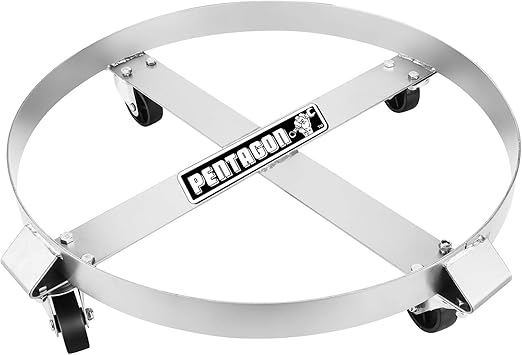 55-Gallon Drum Dolly - Heavy-Duty Steel Dolly with Cross Braces and 4 Caster Wheels – 1,000-Pound Capacity by Pentagon Tools