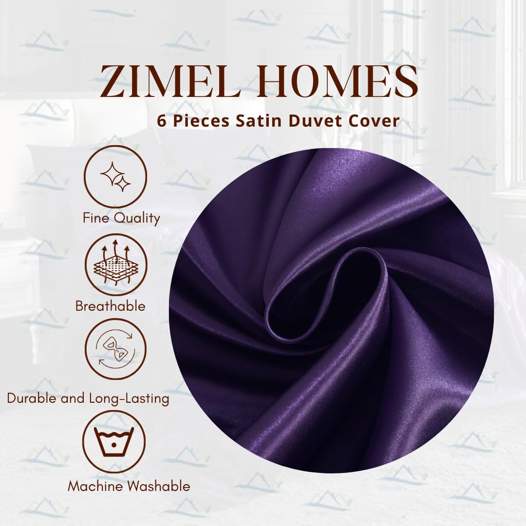 ZIMEL HOMES 6 piece-Satin sheets Soft bedding shiny silky bedding sets, duvet cover, Fitted sheet set, 4 pillowcases - Image 5