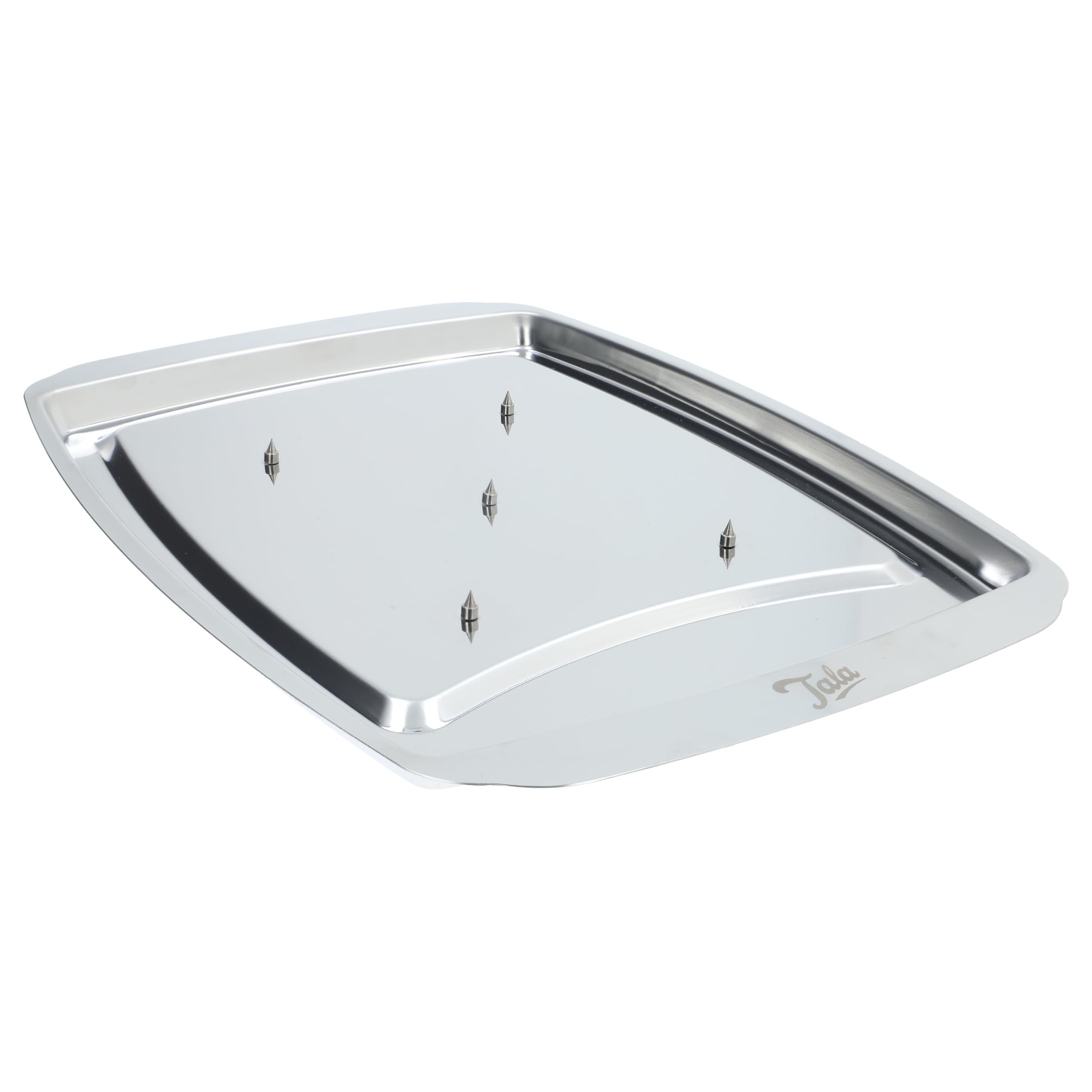 Tala Performance Stainless Steel Carving Tray, with 5 Spikes to Hold Meat Whilst Carving, 35.5cm x 25 cm