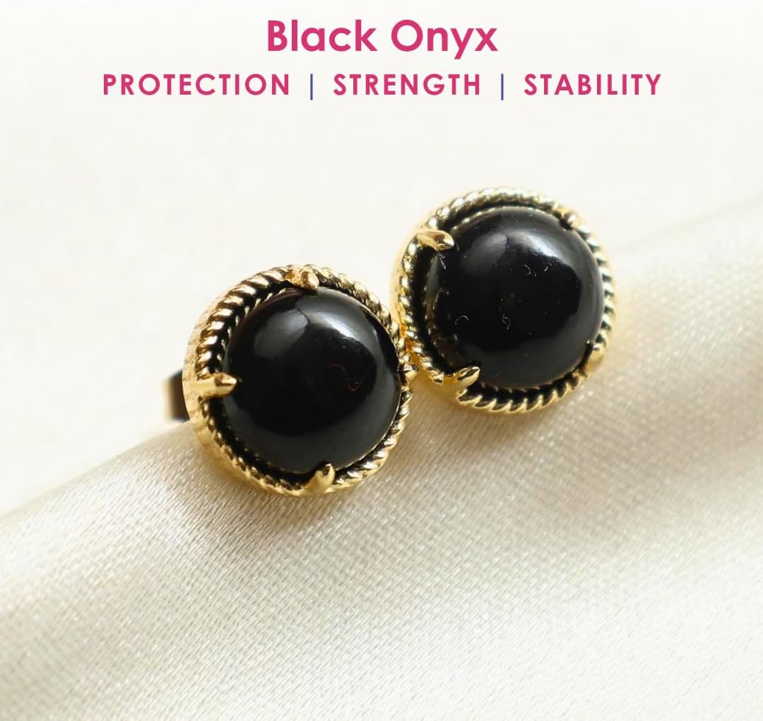 Gempires Natural Round Stud Earrings For Women Trendy Fashion Jewelry Hypoallergenic Gold Plated Dainty Post Earrings Everyday Wear - Image 5