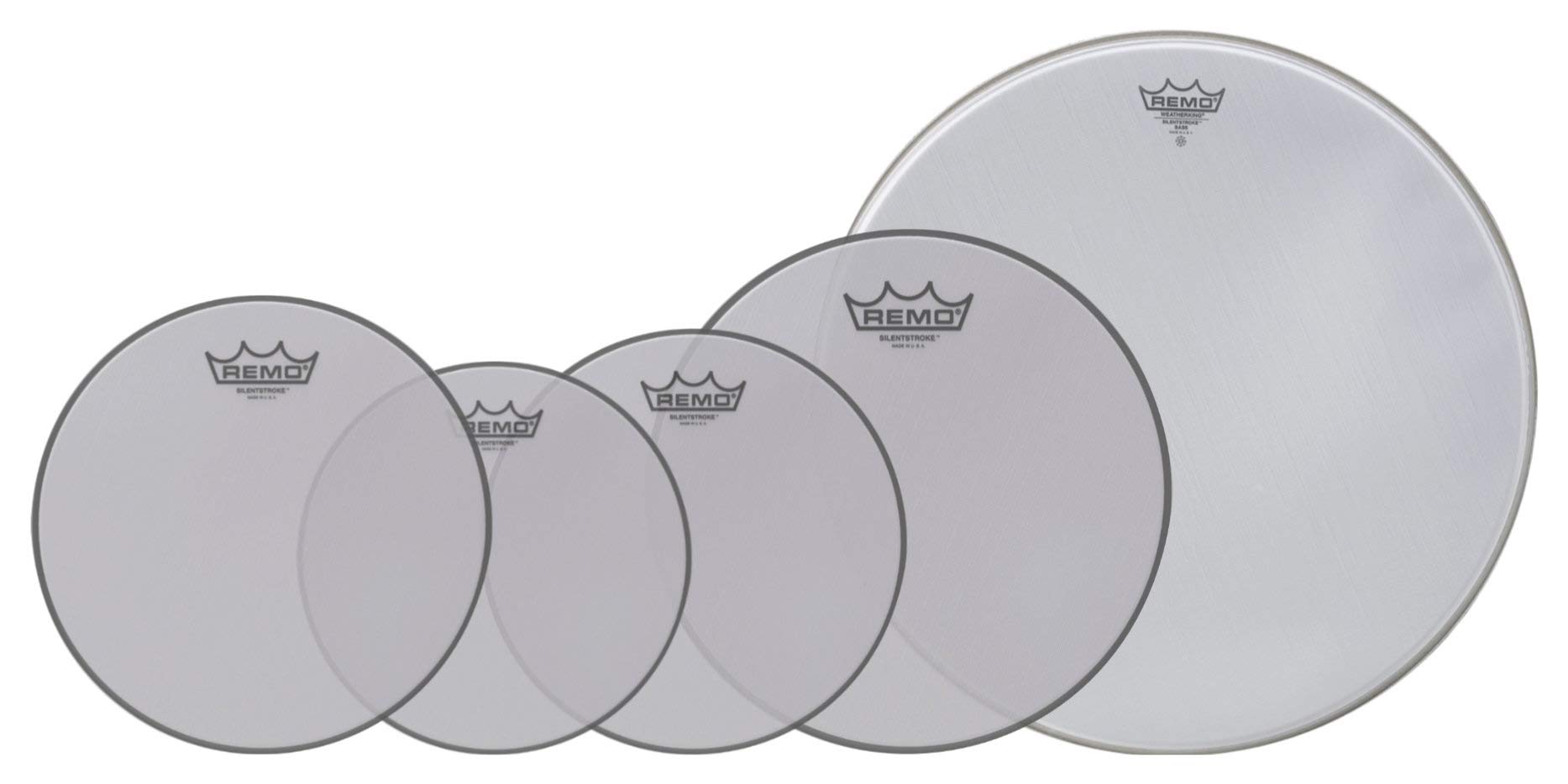 Remo Silent Stroke Mesh Heads Standard Set, Set in den Größen 22" BD | Die ultimative Lösung für Spielen mit geringer Lautstärke, 12" 13" 16" TT und 14" SD, Haltbares 1-lagiges Gewebe
