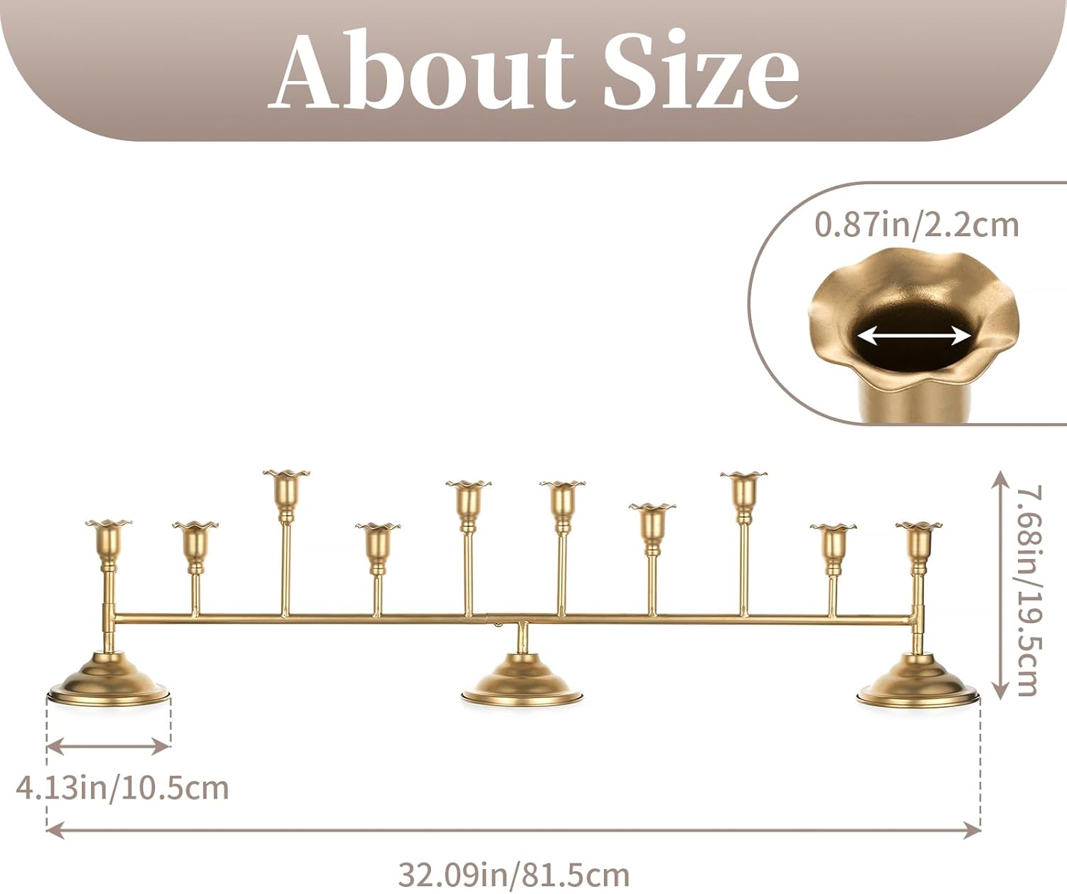 Sziqiqi Candle Holder Gold Candelabra: 32 inches Long Candelabra Centerpieces - Vintage Taper Candlestick Holder 10-arms for Dining Table Fireplace Mantel Decor