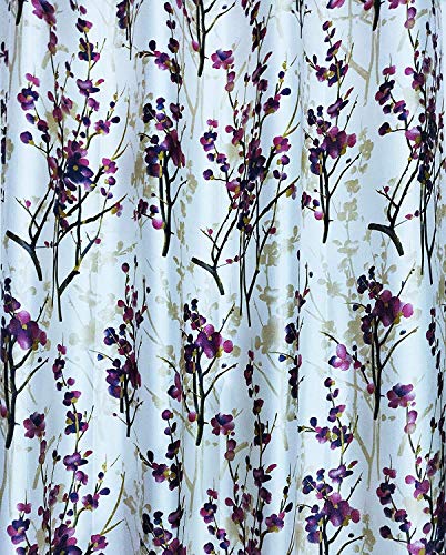 Image of 7 Feet Polyester Floral Light Filtering Door Curtains for Living Room, Bedroom & Hall, Eyelet Top, Wine Printed and Solid Plain Curtain Set of 3