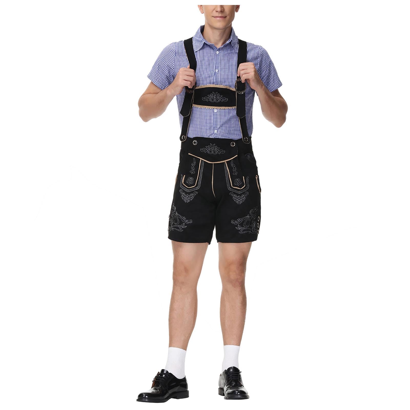 Oktoberfest Set Completo Da Uomo, Set Composto da Camicia a Quadri e Pantaloni Salopette con Bretelle, Costume Tirolese Uomini, Oktoberfest Costume Uomo, Per Carnevale, Cosplay, Feste Della Birra