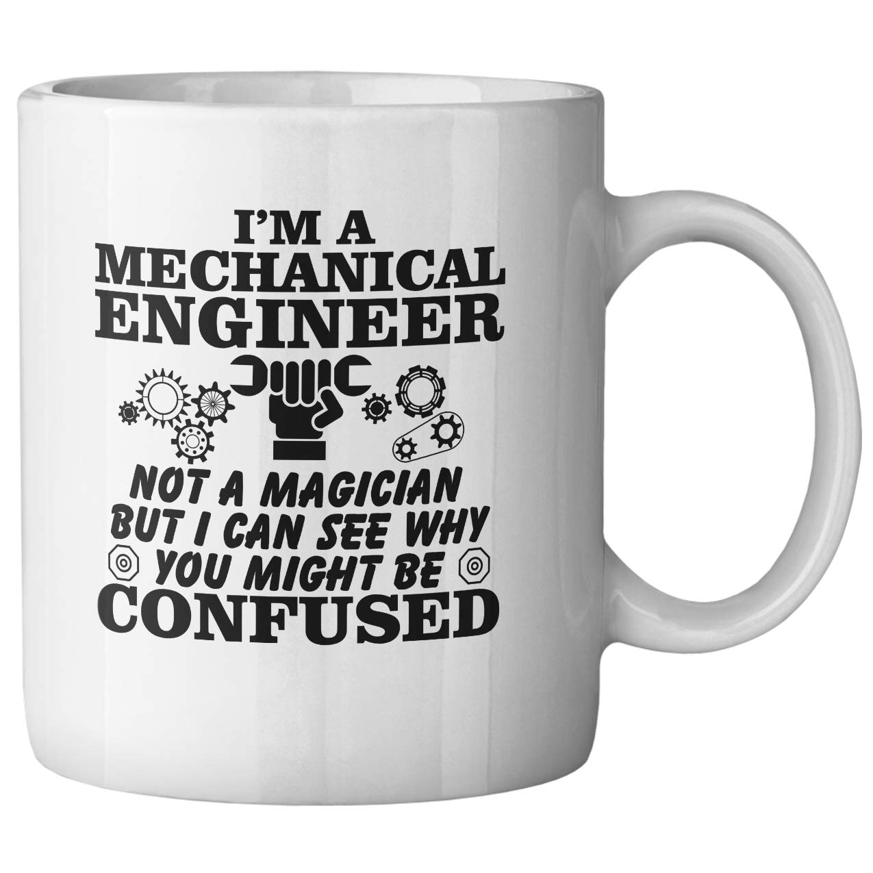 FUNNY KIDS' HOME Engineer Ceramic Coffee Mug I’m a Mechanical Engineer not a Magician Gag Gift for Friend Birthday Present for Woman Man Her Him Work Humor Tea Cup 11 oz