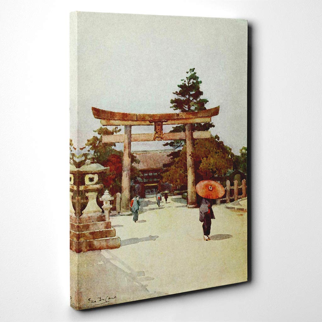 Ella Du Cane Japanese Oriental Portico Sagrado Canvas Print | Gallery Wrapped 30mm Frame Wall Art | 24x16 inches | Ready to Hang | Asian Picture | Living Room Bedroom Lounge Office