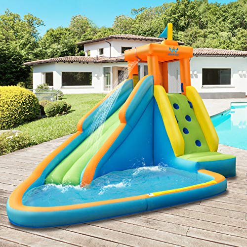 Honey Joy Inflatable Water Slide, Giant Water Park Castle Bouncy House For Backyard, Climbing Wall, Splash Pool, Outdoor Blow Up Water Slides Inflatables For Kids And Adults(Without Blower) #TOP7