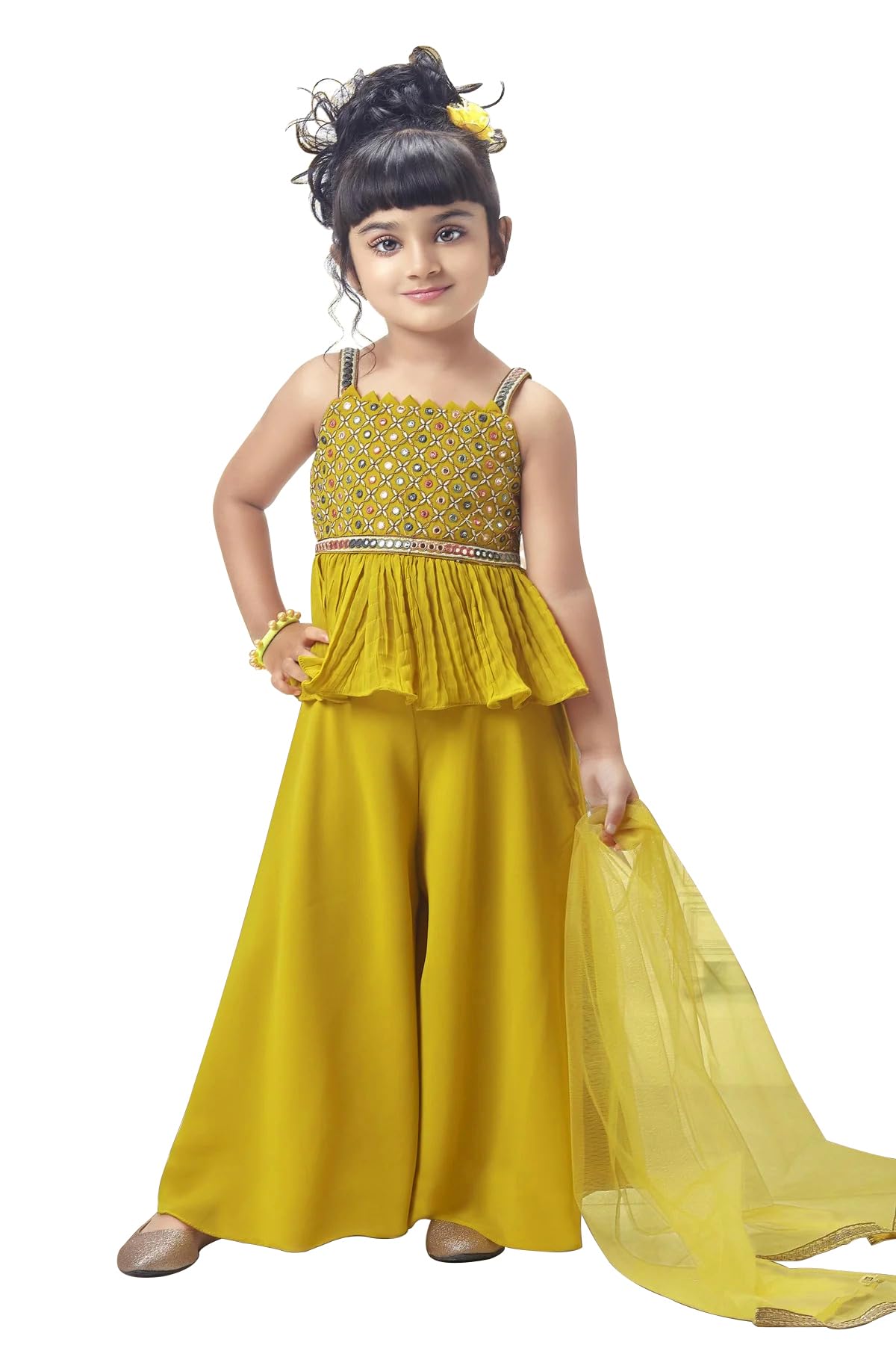 Wommaniya ImpexNew Girl's Emroidered kurta with Palazzo Pants & Dupatta/Readymade Kurta set for girls